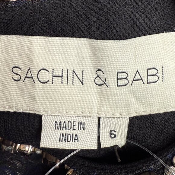 NWT Women's SACHIN & BABI Fallon Dress in Black/Midnight $695 | Size 6 - Picture 9 of 14